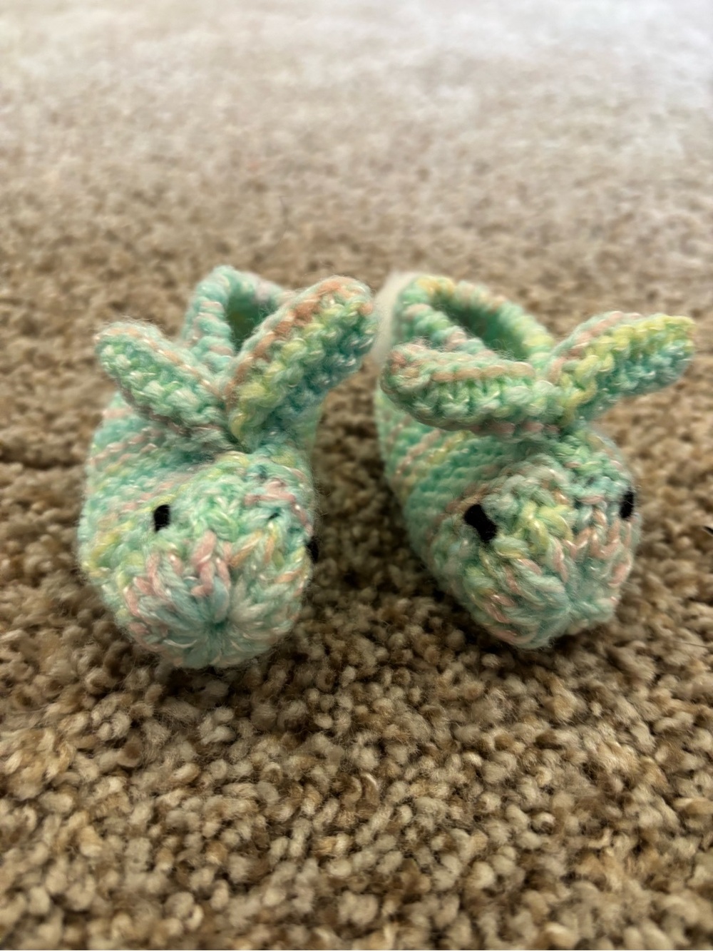 Handmade Newborn Bunny Baby Booties in Mint Pastel